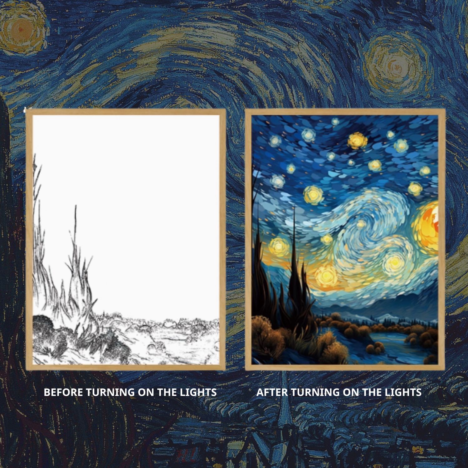 Đèn led trang trí in tác phẩm Van Gogh 